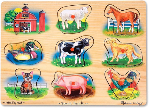 Melissa Doug Farm Puzzle De Sonido Peg De Madera Peg Con ...