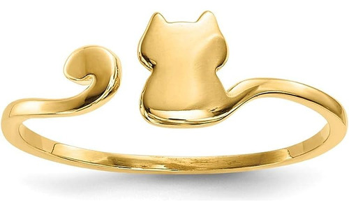 Roy Jewelry Anillo Ajustable Para Gato Oro Amarillo Pulido 1