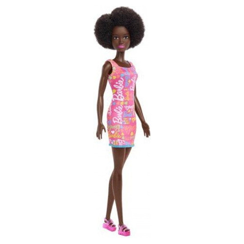 Muñeca Barbie Con Cabello Moreno Rizado Y Vestido De Flores