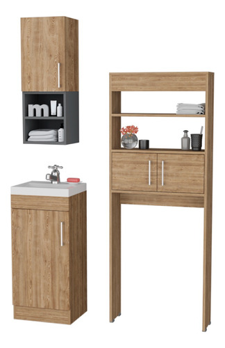 Mueble Lavama + Mueble Auxi + Optimizador Baño Madrid - Miel