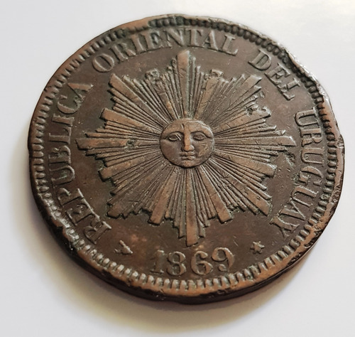 Moneda De Bronce Uruguay 1869 4 Centesimos Peso H Birmingham (Usado)