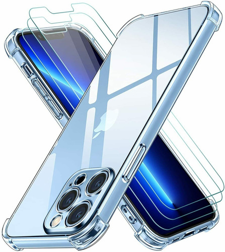 Case Silicona Reforzada Mas Vidrio Para iPhone 13 Pro Max