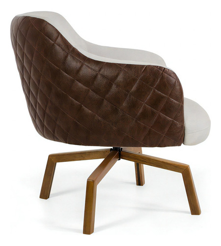 2 Poltronas Decorativas Giratórias Jade Tressê Linho Bege Cor Creme Desenho do tecido Liso