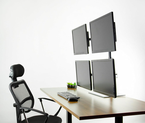 Soporte De Escritorio Para 4 Monitores Vivo, Base De Vidrio