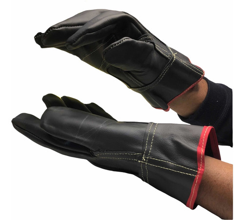 3 Par Guante Operador Corto Negro Piel Res Corto 100%