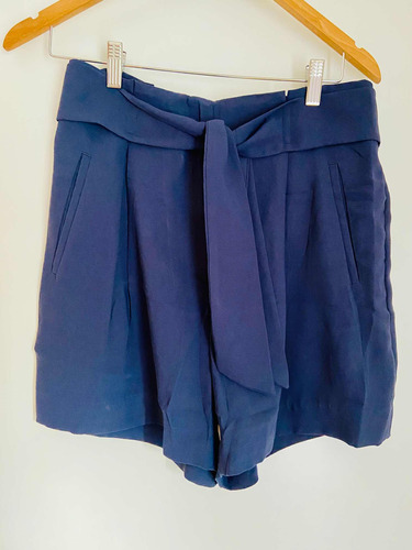 Short Azul De Vestir Crepe H&m Oferta!!!