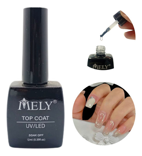 Top Coat Mely Esmalte Semipermanente Acabado Brilloso