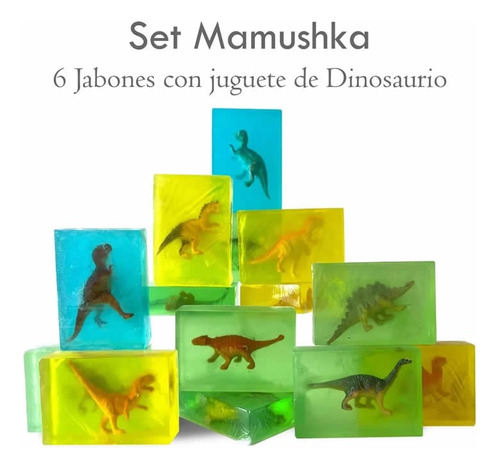 Set Mamushka 6 Jabones Con Juguete De Dinosaurio Niños