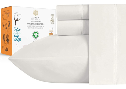 Sleep Mantra 100% Organic Cotton Cover Sheet Set - Tejido De