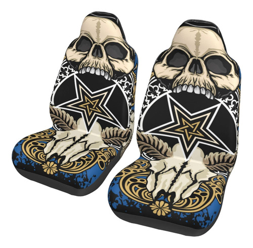 Funda Asiento Coche Estampado Calavera Gotica 2 Pieza Para