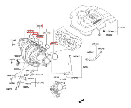 Junta Multiple Admision Para Kia Forte 2.0l 2018