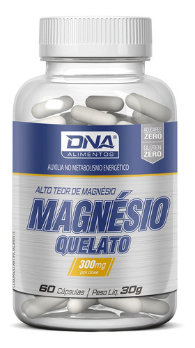 Magnesio Quelato 60 Cápsulas - Dna Sabor Sem Sabor