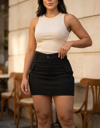 Saia Cargo Feminina Cintura Alta com Lycra Levanta Bumbum — R$ 48,40 em Mercado Livre, 39% OFF