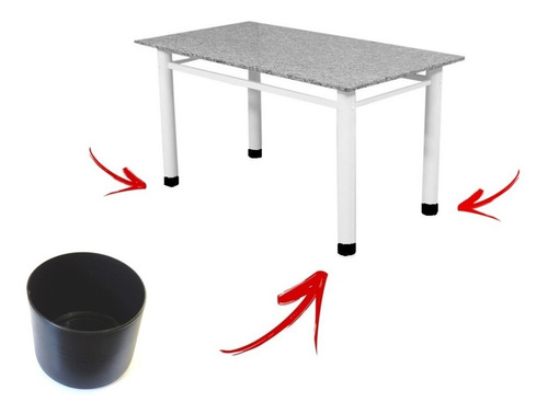 Kit Ponteira Protetora Pé De Mesa Tubular E Para 6 Cadeiras