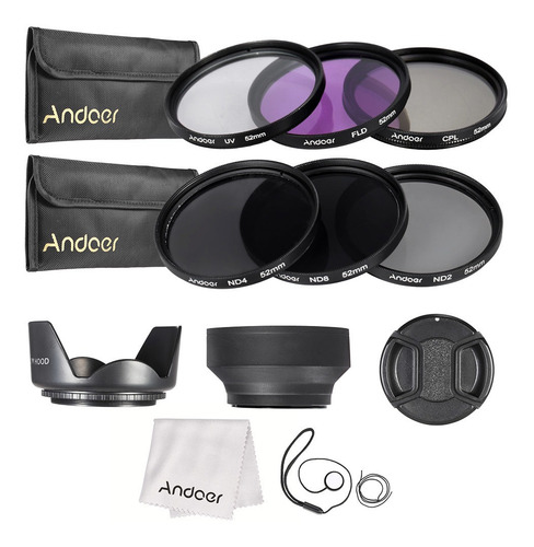 Andoer 52mm Filtro De La Lente Kit Uv + Cpl Fld + + Nd (nd2