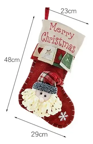 Medias Navideñas Decorativas - Set De 2, Rojo Y Blanco, 42 Cm, Tela Suave, Gran Capacidad, Ideales Para Regalos Y Decoración