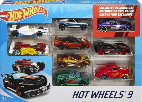 Hot Wheels Autos Surtidos  Pack X9 - Original Mattel E.full 