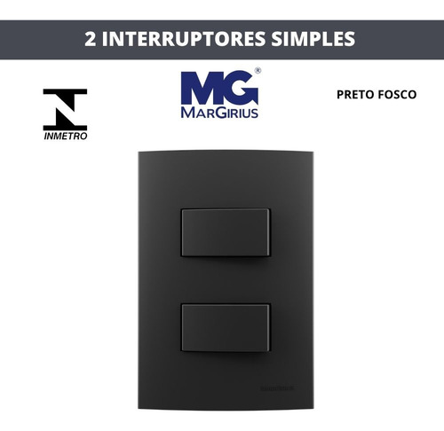 Conj 4x2 2 Teclas Simples Clean Ebony Preto Fosco Margirius
