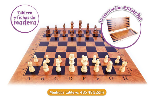 Imagen 5 de 9 de Juego De Mesa Ajedrez De Madera 3 En 1 Tipo Maletín