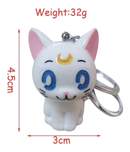 Anime Llavero Sailor Moon Artemis Gato Blanco Plastico Lindo