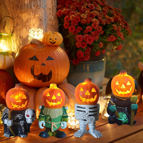 Lâmpada De Decoração De Jardim Com Luz De Halloween De Resin
