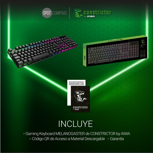 Imagen 6 de 10 de Teclado Gamer Constrictor Melanogaster Antighosting