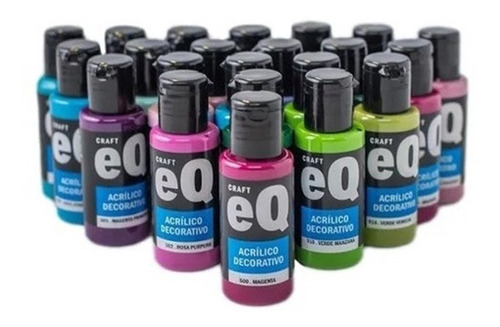 Pack 18 Acrílicos Eq Craft X 50ml + 12 Pinceles Surtidos