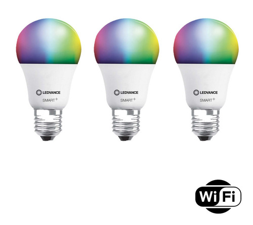 Imagen 2 de 7 de Lampara Foco Led Ledvance Smart + Wifi Rgbw 9w E27 Pack X 3