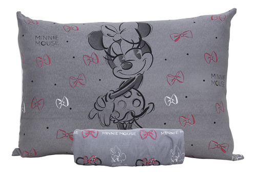 Jogo De Cama Solteiro Malha Personagens Disney 2 Peças Cor Minnie Style Grafite Cinza