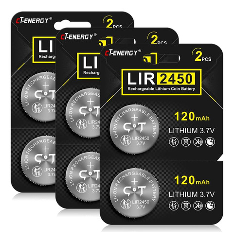 2450 Rechargeable Battery 3.7v Lir 2450 Lithium Button ...