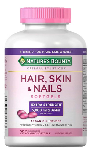 Hair Skin Nails 250 Caps Gel Nature Cabello Piel Y Uñas