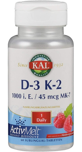 Vitamina D3 Y K2 60tabs Kal - Unidad a $4366
