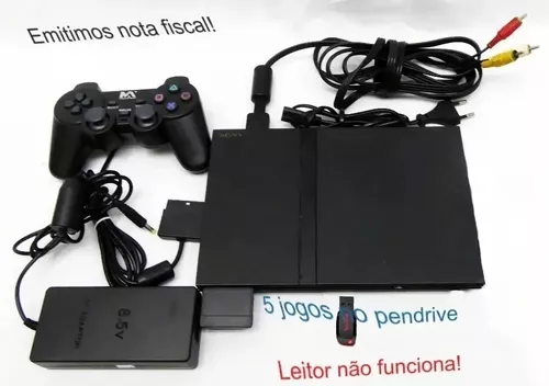 Console Playstation 2 Slim OPL jogos Pendrive (sem leitor) - PS2