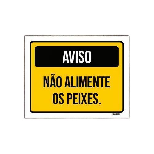 Kit 10 Placa Aviso Não Alimente Os Peixes Amarela