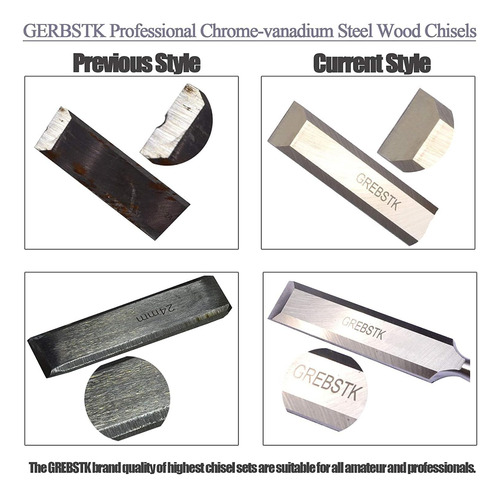 Grebstk 4 Piece Wood Chisel Tool Sets Sturdy Chrome Vanad...