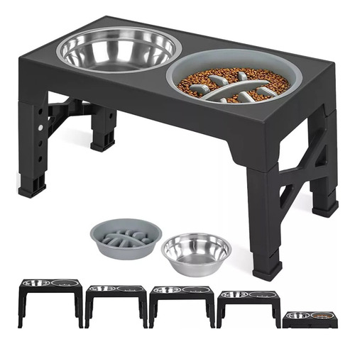 Comedouro Elevado Para Cães Com Tigelas De Aço Inoxidável