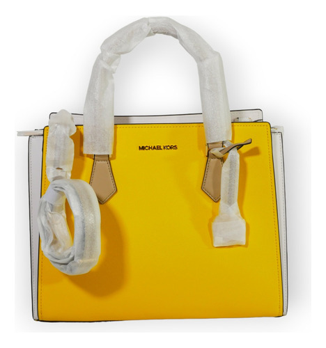 Cartera Michael Kors Hope Amarillo Con Blanco