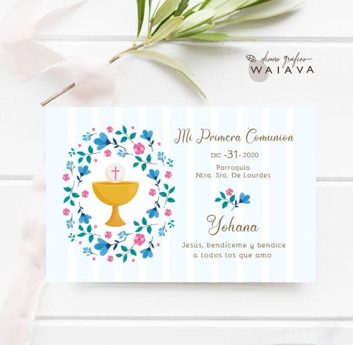 Imagen 9 de 9 de Estampitas Comunión Tarjetas Estampas Nenas Horizontal X 3u