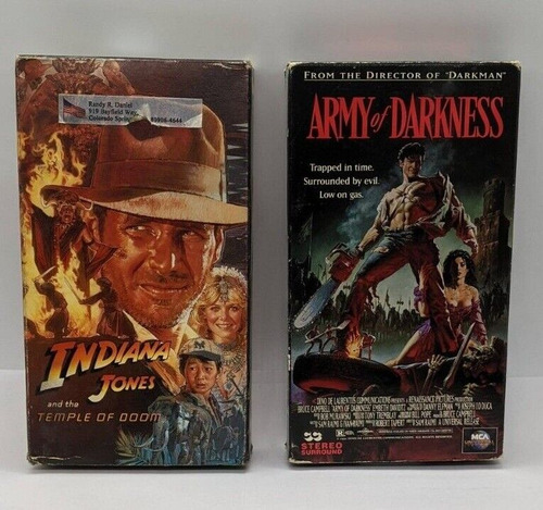 2 Vhs Movies Army Of Darkness/ Indiana Jones And The Tem Ccq