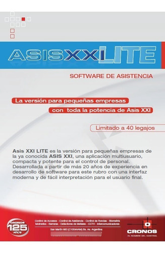 Imagen 4 de 9 de Software Cronos Asis Lite Reloj Control Horario Asistencia