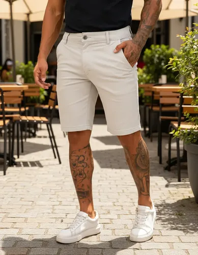Bermuda Alfaiataria Sarja Masculino Social Slim Com Elastano