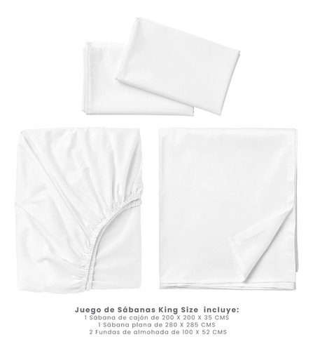 Sábanas Blancas King 300 Hilos 100% Algodón Hotel Collection Color Blanco Diseño de la tela Liso