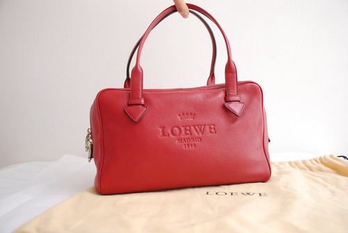 Bolsa Roja Loewe Tote Para Dama Rectangular Con Ziper