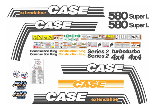 Calcomanías Para Case 580 Super L 4x4 Series 2 (o Similar)