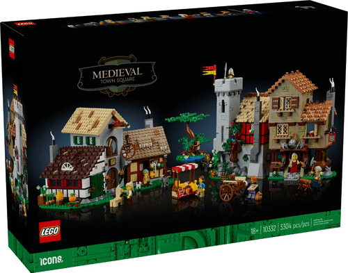Lego® Icons Plaza Mayor Medieval 10332; Set De Construcción 3304 La Aldea De Felsa