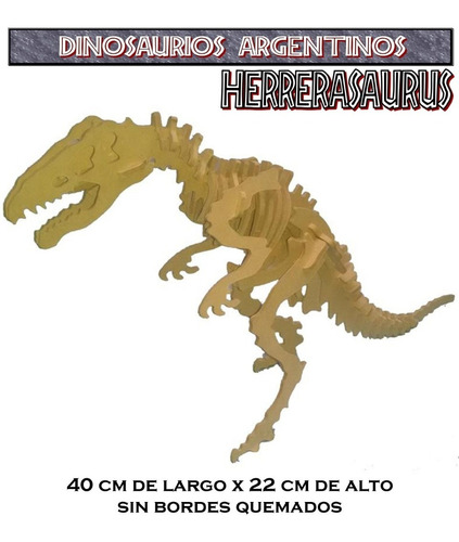 Imagen 1 de 3 de Herrerasaurus Dinosaurios Argentinos Rompecabezas 3d Madera 