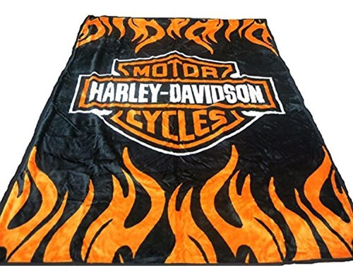 Super Suave Peluche Clásico Negro Harley Davidson Manta Full