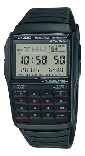 Reloj Calculadora Casio Databank Dbc-32-1a Color de la correa Negro Color del bisel Negro Color del fondo Negro