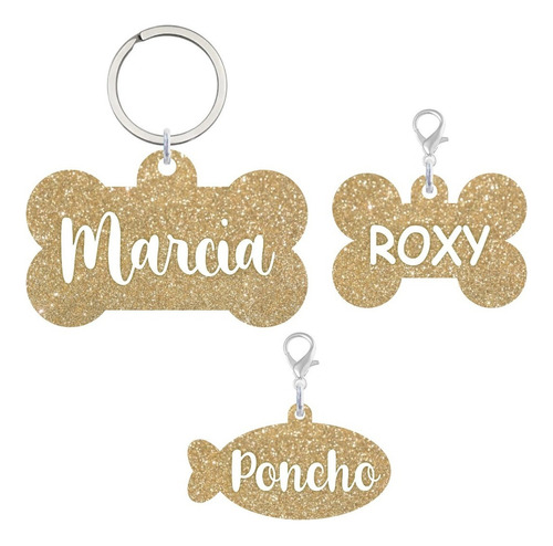 Plaquita Personalizada Para Gato O Perro Color Dorado Pez