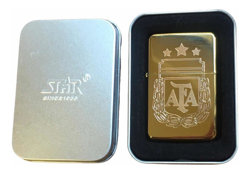 Encendedor Caja Metal Dorado Afa Tricampeon Grabado Nombre 